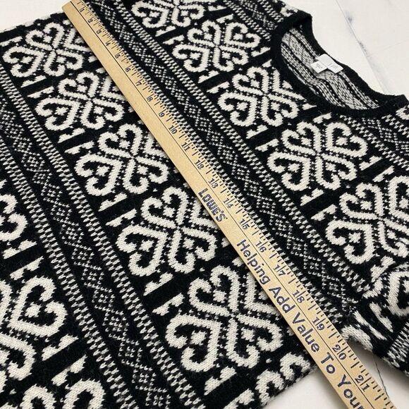 J Jill White Blackcream Nordic Celtic Hearts Wool Blend Sweater Women's Small - Picture 7 of 11